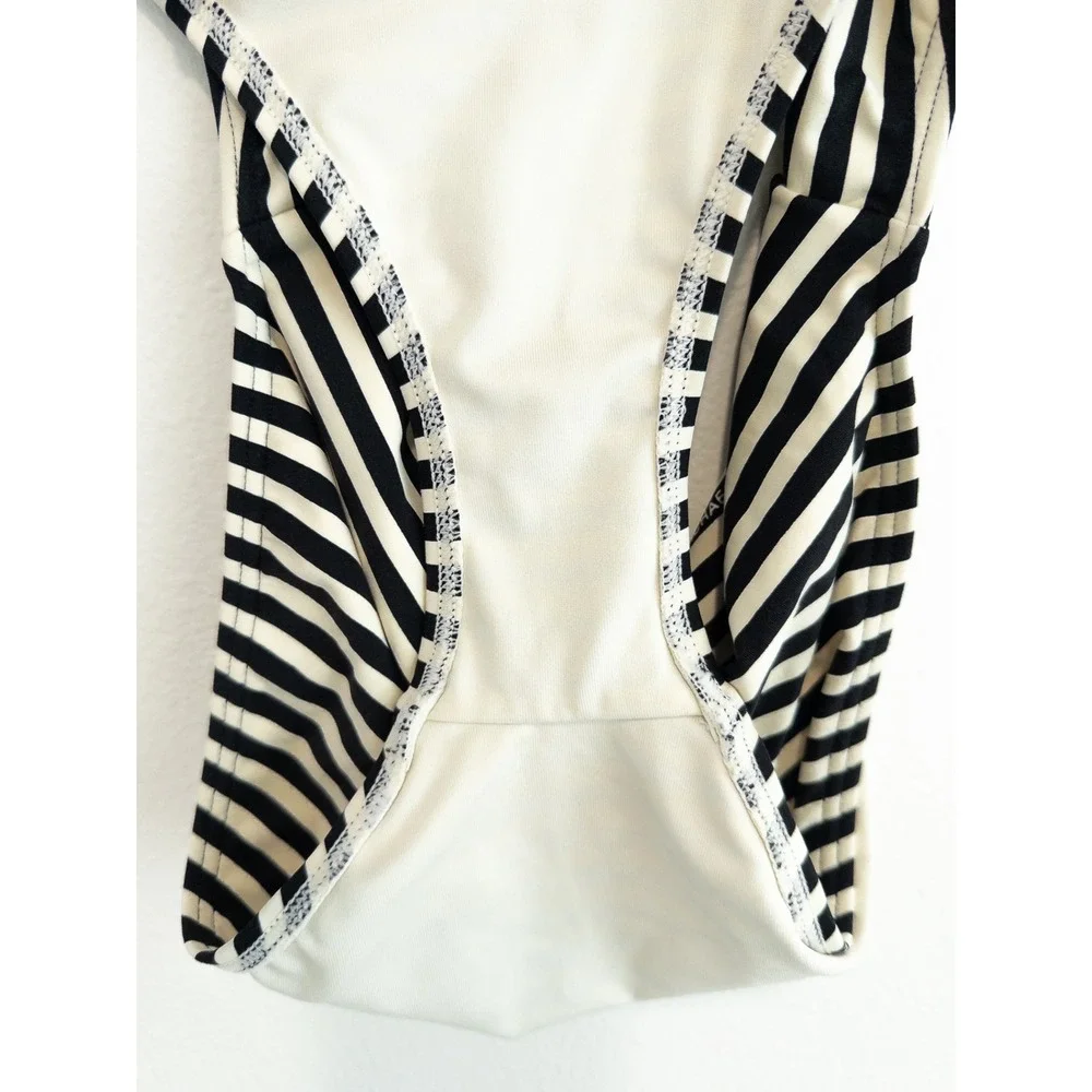 Michael Kors Bikini Bottoms Womens L Nautical Euro Summer Black White Stripes